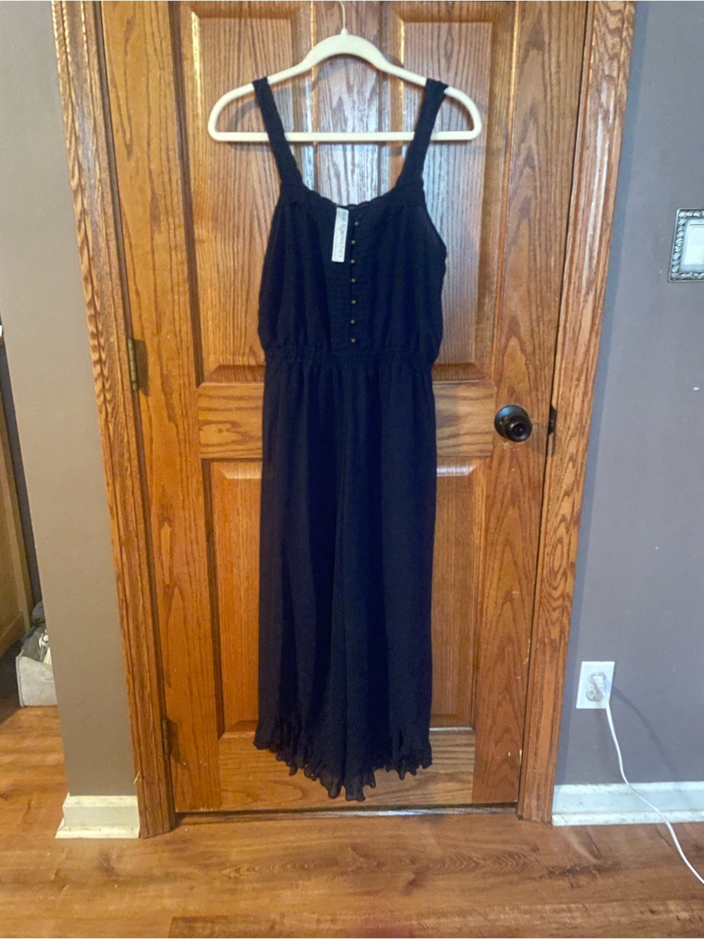 Free People Black Sleeveless Maxi Dress with Button Front